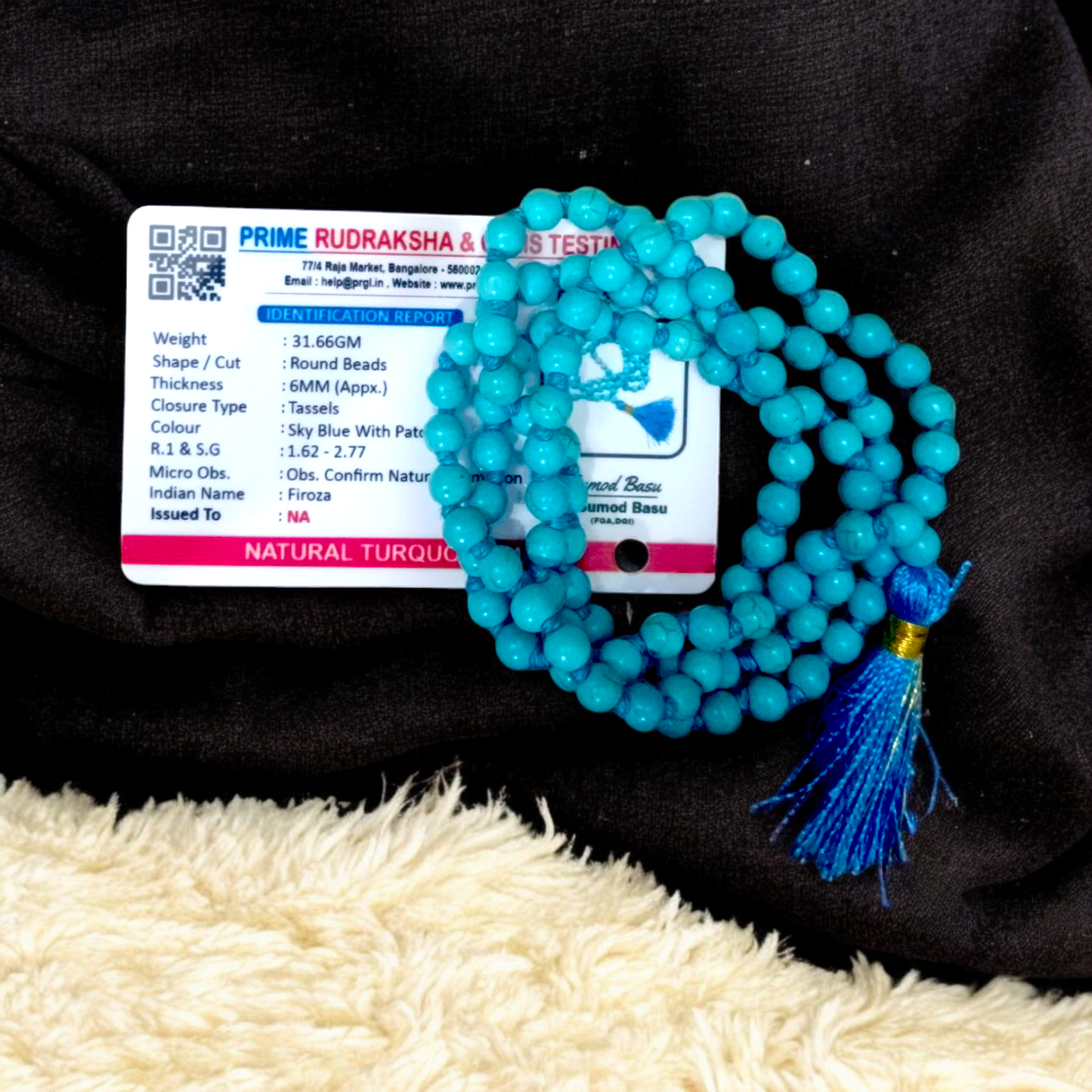 Turquoise Mala 108+1 Beads 6MM Lab Certified | Malawala