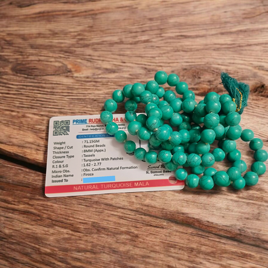 Turquoise Mala 108+1 Beads 8MM Lab Certified | Malawala