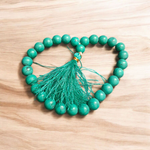 Turquoise Mala with 8MM natural turquoise beads, featuring guru bead and tassel, available in 27+1 and 108+1 bead variants