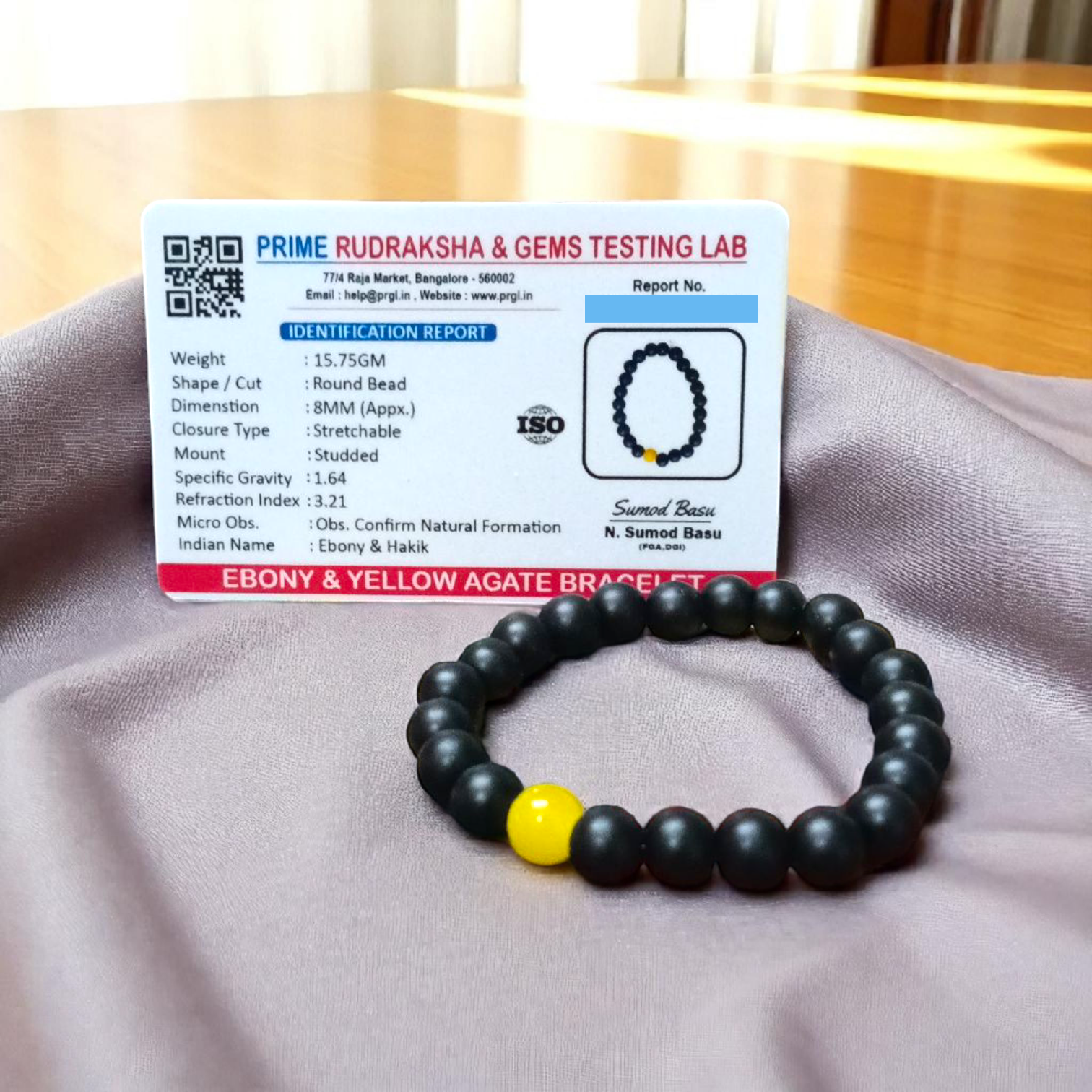 Twin Flame Couple Bracelet – 8MM Lab Certified Yellow Agate & Ebony Stones | Malawala