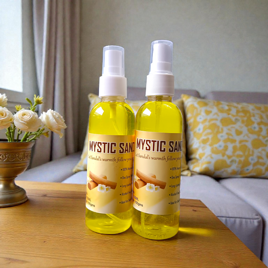 Two bottles of Mystic Sandal Spray Attar 100ML by MALAWALA with premium spray design