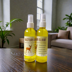 Two bottles of Natural Kasturi Elixir Spray Attar 100ML with elegant spray packaging