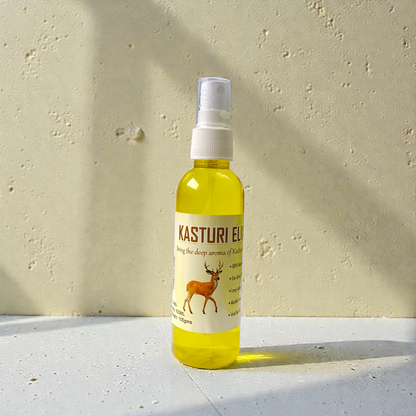 Two bottles of Natural Kasturi Elixir Spray Attar 100ML with elegant spray packaging