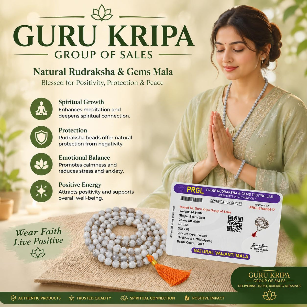 Vaijanti Mala 108+1 Beads Lab Certified | Malawala