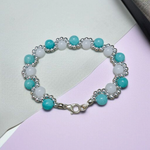 White Agate and Blue Chalcedony Bracelet | Lab Certified Genuine White Agate and Coconut Chalcedony Bracelet - Malawala