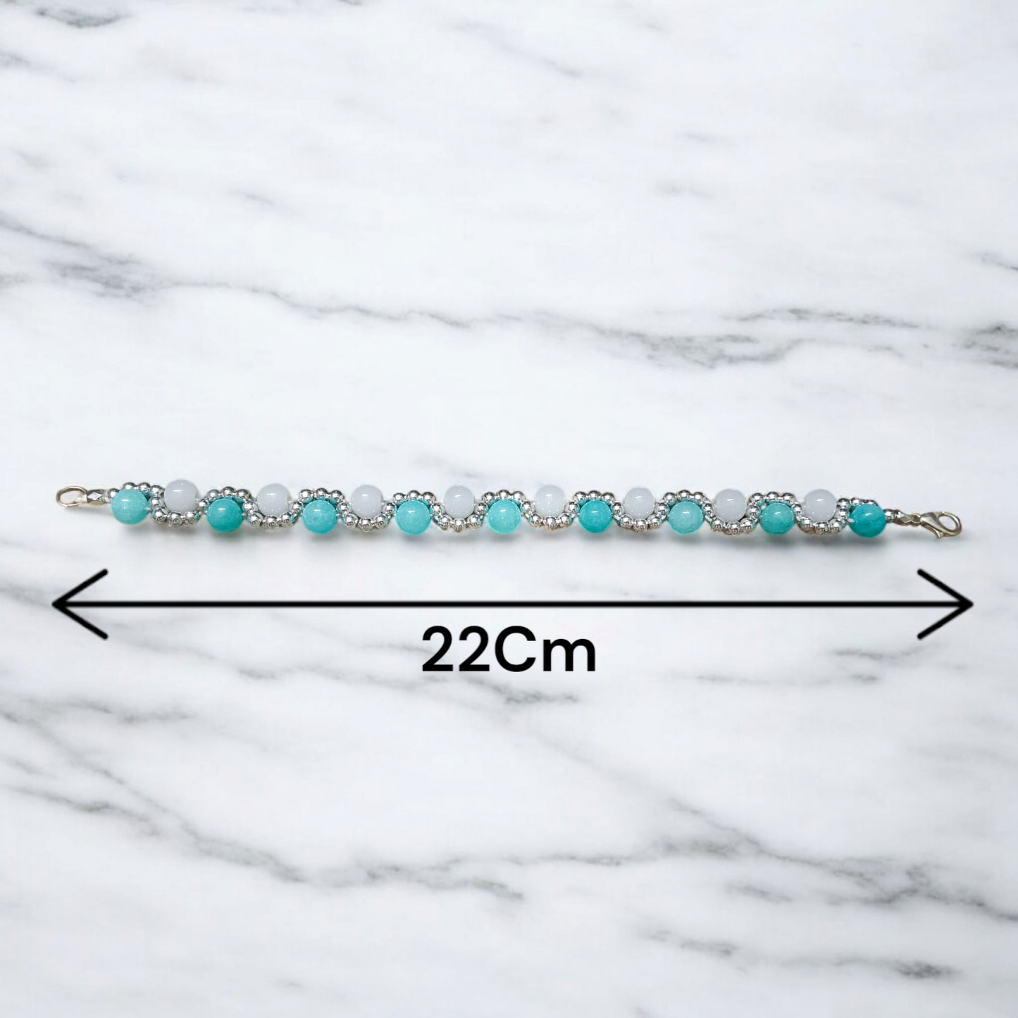 White Agate and Blue Chalcedony Bracelet | Lab Certified Genuine White Agate and Coconut Chalcedony Bracelet - Malawala