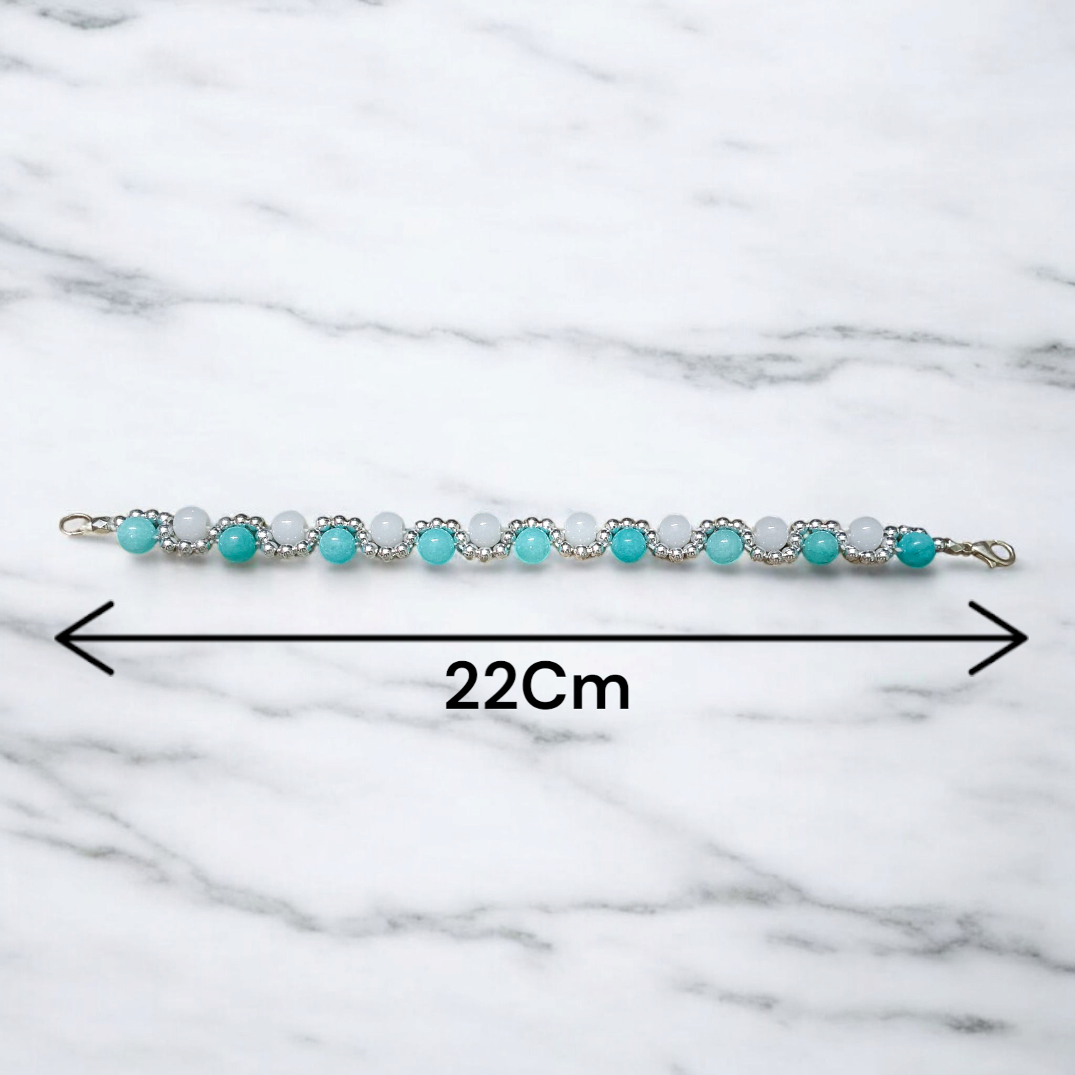 White Agate and Blue Chalcedony Bracelet | Lab Certified Genuine White Agate and Coconut Chalcedony Bracelet - Malawala