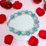 White Agate and Blue Chalcedony Bracelet | Lab Certified Genuine White Agate and Coconut Chalcedony Bracelet - Malawala