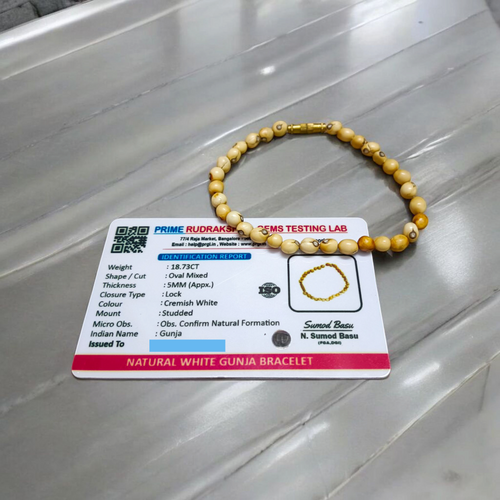 White Gunja Bracelet - Natural Safed Gunja for Purity & Protection with Lab Certificate - Malawala
