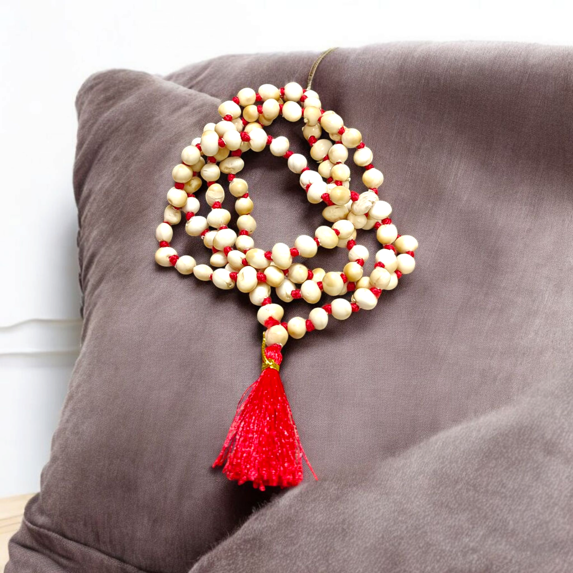 White Gunja Mala - Natural Safed Gunja / Ratti Mala with Lab Certificate - Malawala