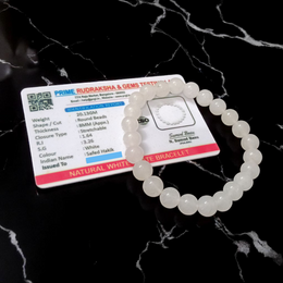 White Hakik Bracelet - Natural White Agate for Peace & Clarity with Lab Certificate - Malawala