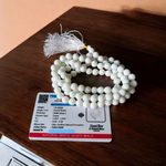 White Hakik Mala 8MM - Natural White Agate for Peace & Clarity with Lab Certificate - Malawala