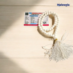 White Hakik Mala 8MM - Natural White Agate for Peace & Clarity with Lab Certificate - Malawala