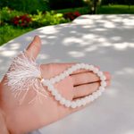 White Hakik Mala 8MM - Natural White Agate for Peace & Clarity with Lab Certificate - Malawala