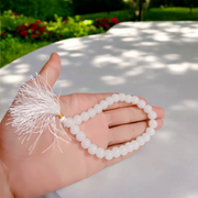 White Hakik Mala 8MM - Natural White Agate for Peace & Clarity with Lab Certificate - Malawala