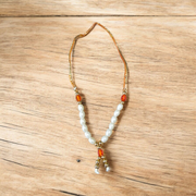 White Moti Mala with 108 Beads for Temple Worship and Idol Decoration