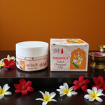 White, Yellow, and Red Chandan Tilak paste in eco-friendly containers for forehead application during pujas and meditation