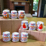 White chandan paste container used for tilak, puja, and religious ceremonies