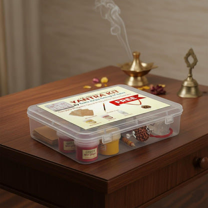 Yantra Writing Kit with Natural Bhojpatra Sheets, Anar Kalam, Kesar Kumkum, Kesar Ashtagandha, Gangajal and Lab-Certified Rudraksha Pendant by Malawala