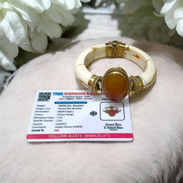 Yellow Agate (Yellow Hakik) Bracelet with 8mm polished beads on stretchable thread, lab certified and handcrafted