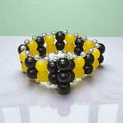 Yellow & Black Agate (Hakik) Bracelet - 8MM Beads - Lab Certified