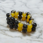 Yellow & Black Agate (Hakik) Bracelet - 8MM Beads - Lab Certified