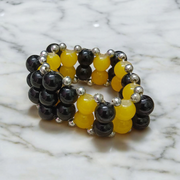 Yellow & Black Agate (Hakik) Bracelet - 8MM Beads - Lab Certified