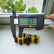 Yellow & Black Agate (Hakik) Bracelet - 8MM Beads - Lab Certified