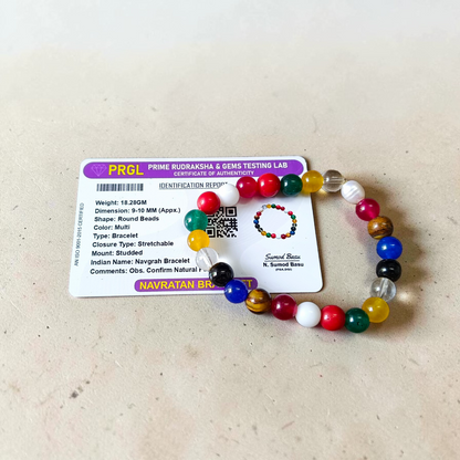navratan bracelet stretchable 9-10mm navgrah gemstone bracelet lab certified healing astrology bracelet